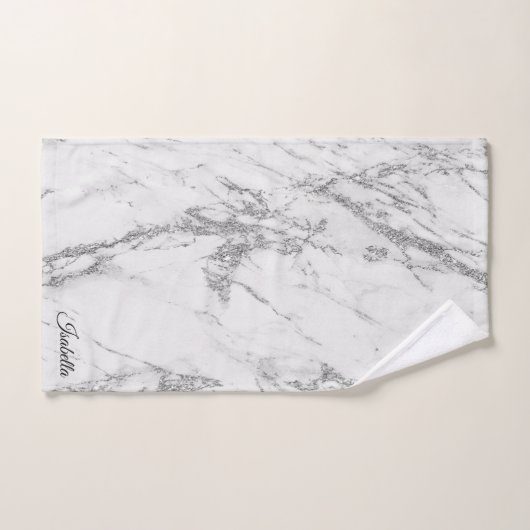 Luxury Silver Glitter Marble Customize Bad Handdoek (Handdoek)