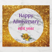 Luxury Silver Glitter Marble Customize Sparkling Wijnetiket (Enkel label)