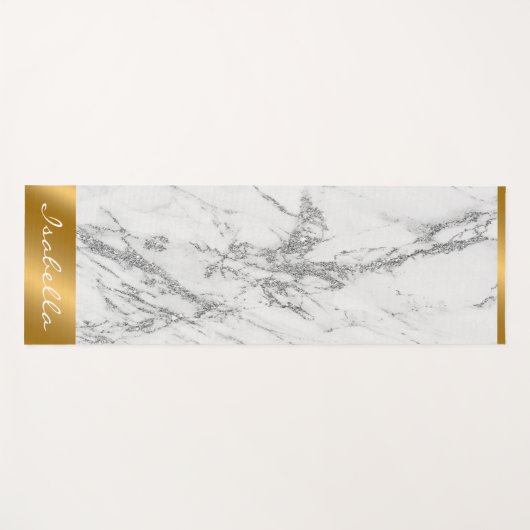 Luxury Silver Glitter Marble Customize Yogamat (Voorkant (horizontaal))