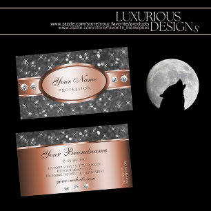 Luxury Silver Glitter Roos Gold Sparkle Diamonds Visitekaartje