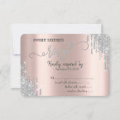 Luxury Silver Glitter-schijven 16 RSVP Kaart (Voorkant)