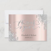 Luxury Silver Glitter-schijven Roos Gold Bedankkaart (Voorkant)
