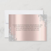 Luxury Silver Glitter-schijven Roos Gold Bedankkaart (Achterkant)