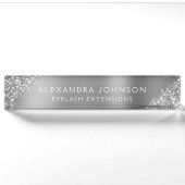 Luxury Silver Glitter Sparkle Eyelash Extensions Naambordje (Voorkant)