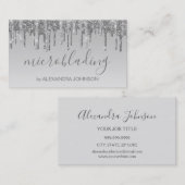 Luxury Silver Glitter Sparkle Microblading Visitekaartje (Voorkant / Achterkant)
