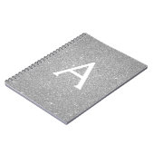 Luxury Silver Glitter Sparkle Monogram Notitieboek (Linkerzijde)