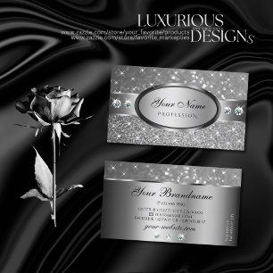 Luxury Silver Glitter Stars Diamonds Lijst Visitekaartje