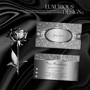 Luxury Silver Glitter Stars Diamonds Visitekaartje