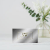 Luxury Silver Gold Decor met monogram en Logo Visitekaartje (Staand voorkant)