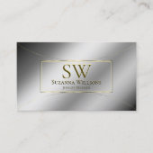 Luxury Silver Gold Decor met monogram en Logo Visitekaartje (Voorkant)