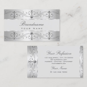 Luxury Silver Grey  Borders Juwelen Ornamenten Visitekaartje