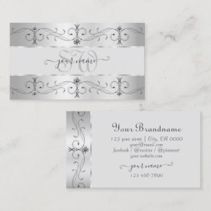 Luxury Silver Grey  Borders Visitekaartje