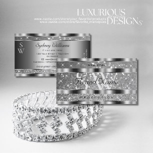 Luxury Silver Luminous Glitter Stars met Monogram Visitekaartje