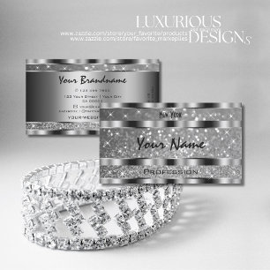 Luxury Silver Luminous Glitter Stars Professional Visitekaartje