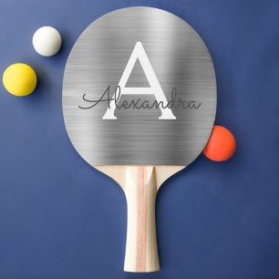 Luxury Silver Metallic Folie Monogram Tafeltennisbatje