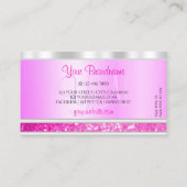 Luxury Silver Pink Sparking Glitter met Monogram Visitekaartje (Achterkant)