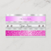 Luxury Silver Pink Sparking Glitter met Monogram Visitekaartje (Voorkant)