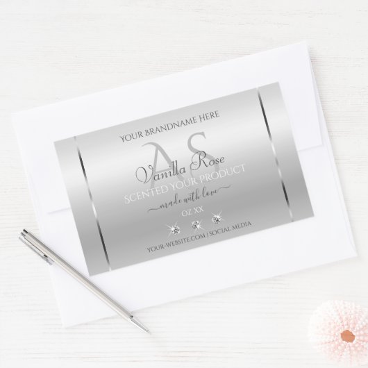 Luxury Silver Product Labels Diamonds en Monogram (Envelop)