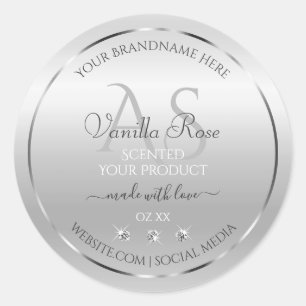 Luxury Silver Product Labels Diamonds en Monogram