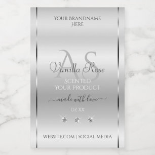 Luxury Silver Product Labels Diamonds en Monogram Voedselcontainer Etiket