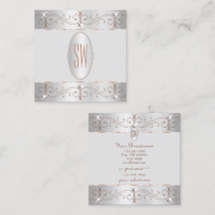 Luxury Silver Roos Gold  Ornamenten Monogram Vierkante Visitekaartje