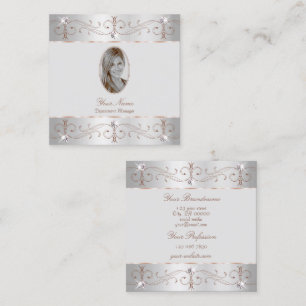 Luxury Silver Roos Gold Ornamenten Voeg foto toe Vierkante Visitekaartje