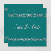 Luxury Silver Save the Date Invitation (Devant / Derrière)