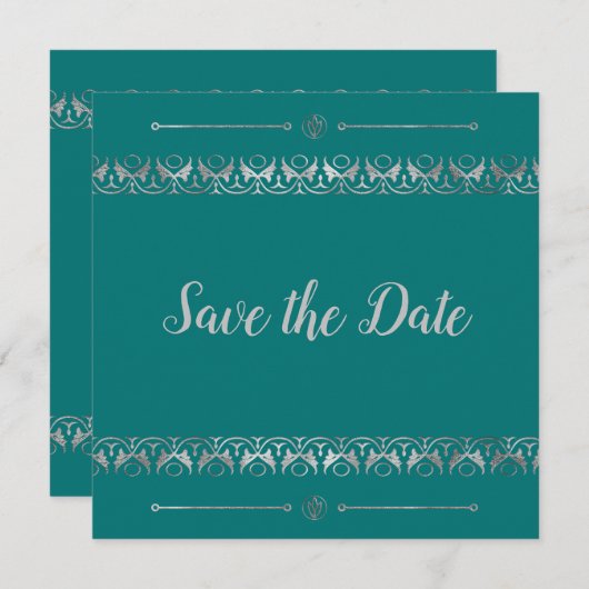 Luxury Silver Save the Date Invitation (Devant / Derrière)