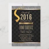 Luxury Silver Sequin Border Modern Afstuderen Kaart (Voorkant)