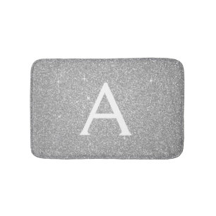 Luxury Silver Sparkle Glitter Monogram Naam Badmat