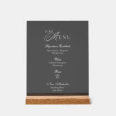 Luxury Smoked Acrylic Bar Menu Sign (Recto)