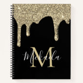 Luxury Sparkle Gold Glitter Drift Monogram Notitieboek (Voorkant)