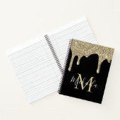 Luxury Sparkle Gold Glitter Drift Monogram Notitieboek (Binnen)