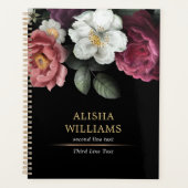 Luxury, speciaal ontworpen Floral Black Planner (Voorkant)