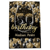 Luxury Specialized 50th Birthday Black Gold Medium Cadeauzakje (Voorkant)