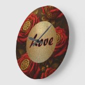 Luxury Steampunk Roses Romantic Gold Gears Grote Klok (Hoek)