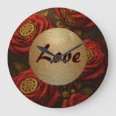 Luxury Steampunk Roses Romantic Gold Gears Grote Klok (Voorkant)
