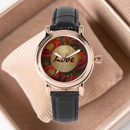 Luxury Steampunk Roses Romantic Gold Gears Horloge