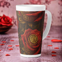 Luxury Steampunk Roses Romantic Gold Gears Latte Mok
