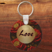 Luxury Steampunk Roses Romantic Gold Gears Sleutelhanger (Voorkant)