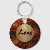 Luxury Steampunk Roses Romantic Gold Gears Sleutelhanger (Achterkant)