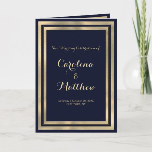 Luxury stylish modern navy blue gold Program Programma (Voorkant)