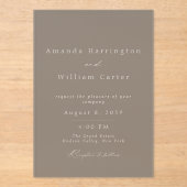 Luxury Taupe Acrylic Wedding Invitation (Recto)