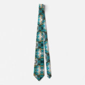 Luxury Teal and Gold Marble Fluid Art Pattern Stropdas (Voorkant)