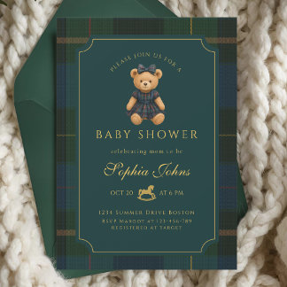 Luxury Teddy Bear baby shower Kaart