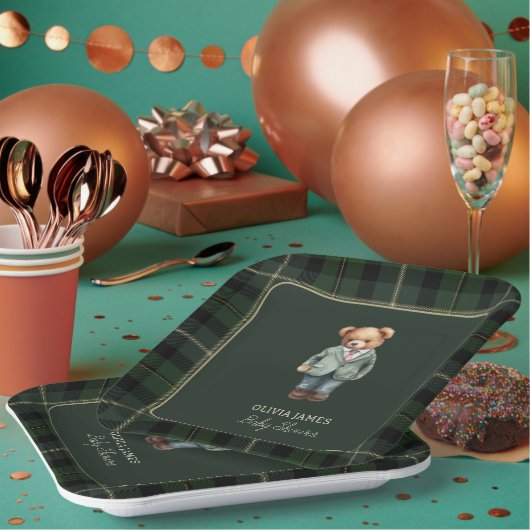 Luxury teddy bear baby shower papieren bordje (Multi)