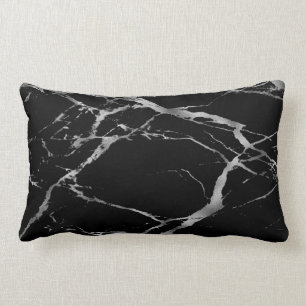 Luxury Trendy Silver Black Marble Cotton Kussen