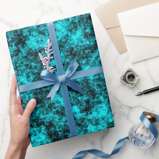 Luxury Turquoise & Black Marble Cadeaupapier (Geschenken)