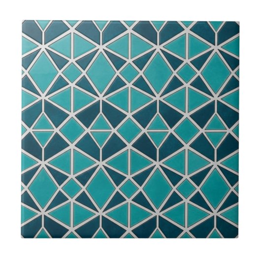 Luxury Turquoise Geometric Diamond Mosaic Tile Tegeltje (Voorkant)