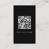 Luxury Vertical Black QR Code Realtor  Visitekaartje (Achterkant)